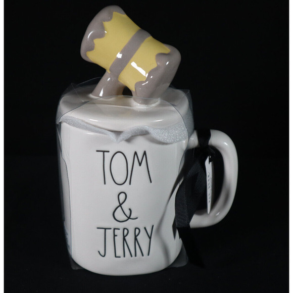 Rae Dunn Tom and Jerry Coffee Mug with Hammer Topper Lid - Picture 2 of 6